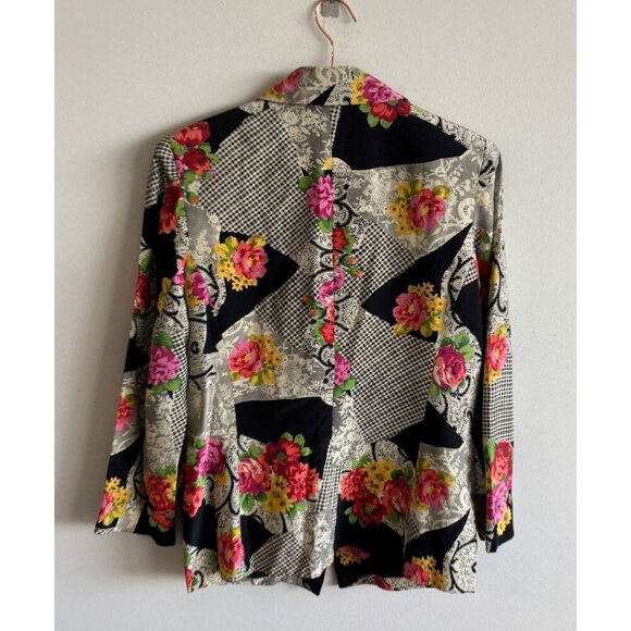 Richie Freeman Womens Vintage 100% Silk Double-Breasted Floral Blazer Sz 10 - Picture 2 of 12